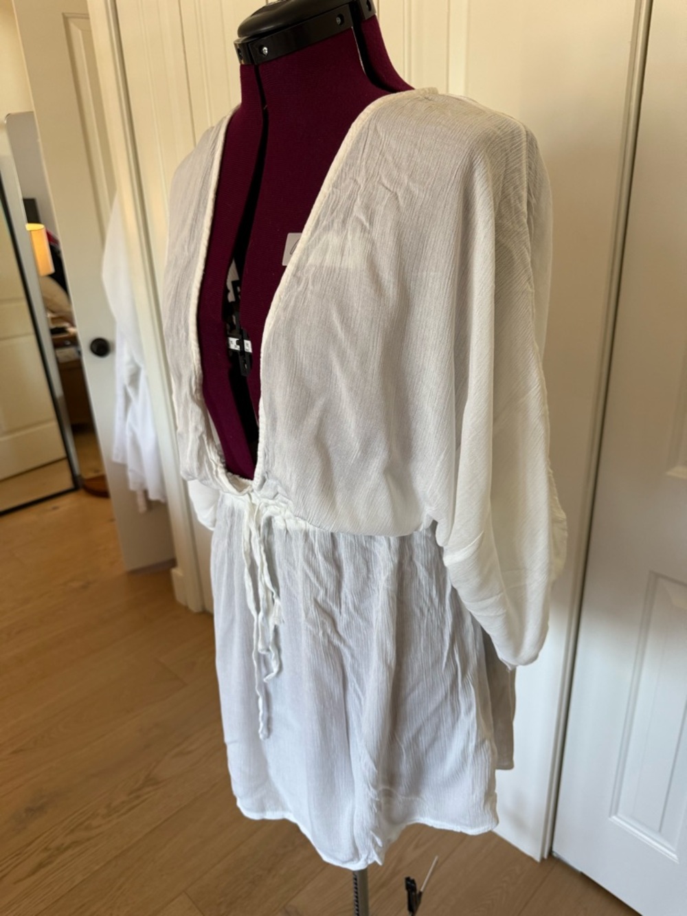ASOS Tall Cream Textured Tie-Front Tunic